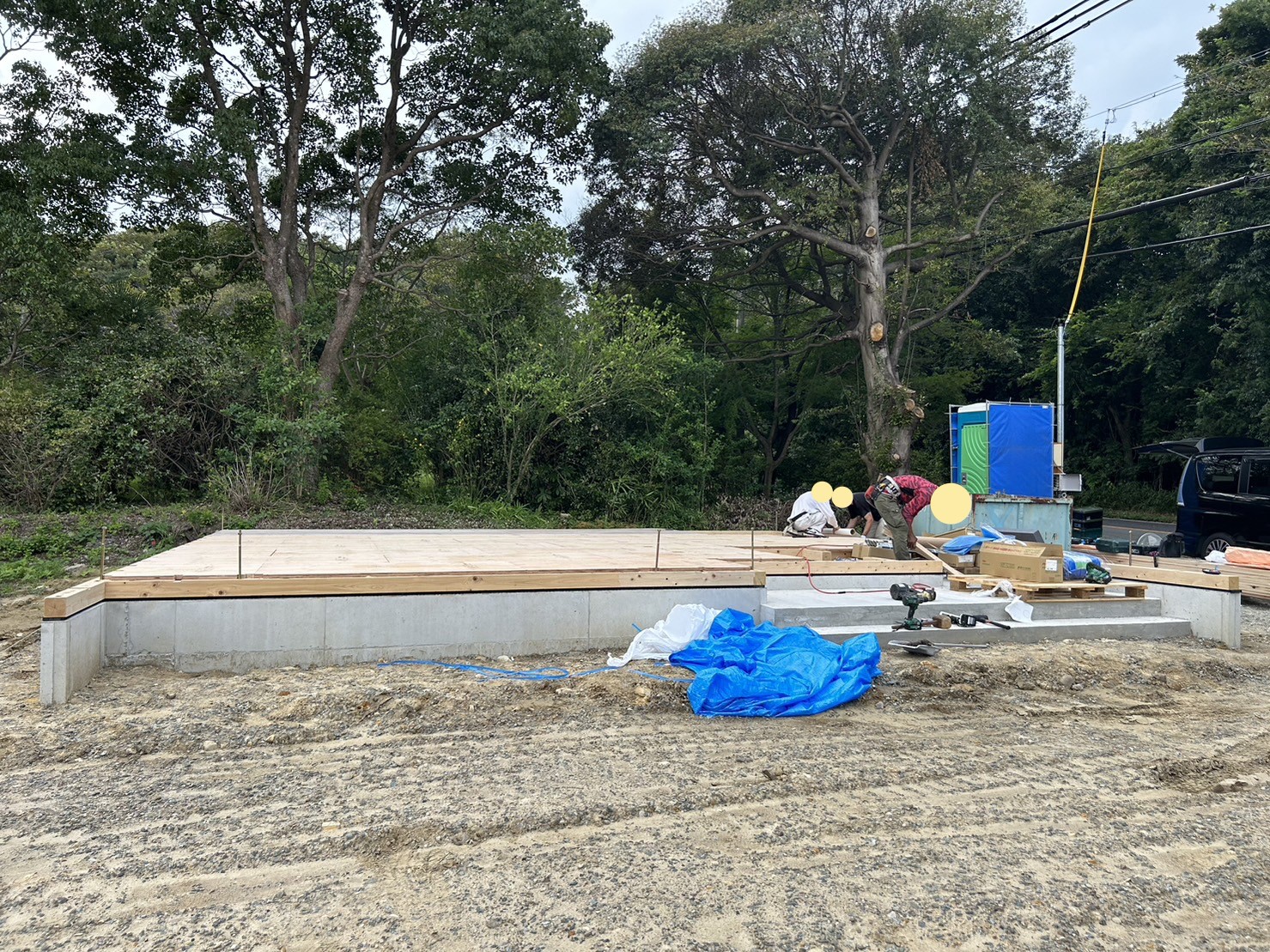 【土台設置完了】自然豊かな敷地に建てるシンプルモダンの家｜津市S様邸新築工事 有限会社GNクリエイト