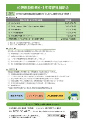 松阪市の脱炭素化住宅等促進補助金について